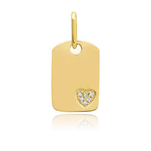Load image into Gallery viewer, Small Dog Tag With Small Pave Heart Charm
