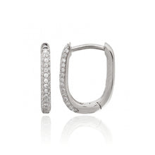 Load image into Gallery viewer, Small Reversible Pave Dome Oval Huggies