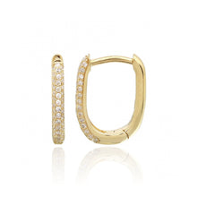 Load image into Gallery viewer, Small Reversible Pave Dome Oval Huggies