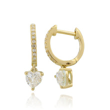 Load image into Gallery viewer, Dangling Diamond Heart Huggies