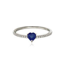 Load image into Gallery viewer, Petite Gemstone Heart Pave Ring