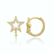 Load image into Gallery viewer, Cutout Pave Star Huggies