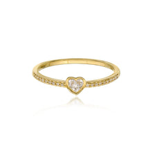 Load image into Gallery viewer, Petite Solitaire Bezel Diamond Pave Ring
