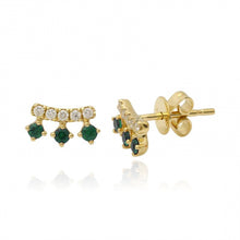 Load image into Gallery viewer, Diamond Bar and Three Gemstones Stud Earrings