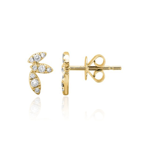 Three Pave Marquise Gold Studs