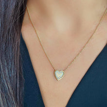 Load image into Gallery viewer, Small Fluted Pave Outline Heart Necklace