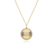 Load image into Gallery viewer, Fluted Disc Evil Eye Pave Necklace