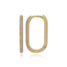 Load image into Gallery viewer, Medium Oval Pave Hoops