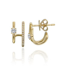 Load image into Gallery viewer, Solitaire Diamond and Pave Lobe Earrings