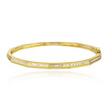 Load image into Gallery viewer, Geometric Baguette Diamond Gold Bangle