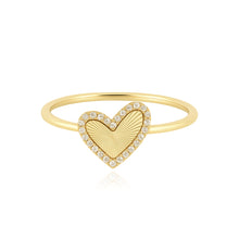 Load image into Gallery viewer, Slanted Fluted Pave Heart Ring