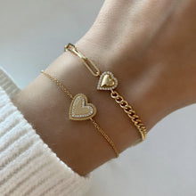 Load image into Gallery viewer, Puffy Gold Heart Diamond Half Cuban & Paperclip Bracelet