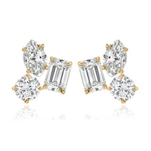 Load image into Gallery viewer, Medium Three Lab Diamond Studs, elegant and ethical for fine jewelry online wear.