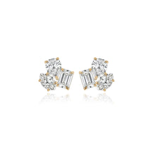 Load image into Gallery viewer, Small Three Lab Diamond Studs, dainty and refined for custom jewelry for women.