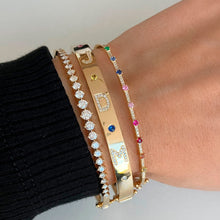 Load image into Gallery viewer, Shared Prong Round Diamond Bangle