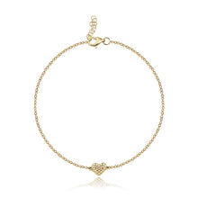 Load image into Gallery viewer, Romantic pavé heart bracelet crafted in 14k gold, meaningful luxury diamond jewelry, fine gold jewelry.