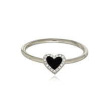 Load image into Gallery viewer, Black Onyx Stone Pave Heart Ring
