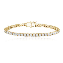 Load image into Gallery viewer, Classic diamond tennis bracelet 5cts in 14k gold, perfect for fine gold jewelry collections.