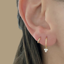 Load image into Gallery viewer, Dangling Trio Gold Huggies