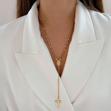 Load image into Gallery viewer, Gold and Diamond Ball Rosary Necklace