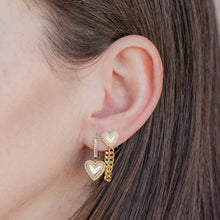 Load image into Gallery viewer, Fluted Pave Outline Heart Cuban Chain Earrings