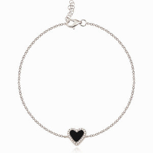 Small Pave Outline Stone Heart Bracelet