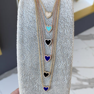Small Pave Outline Stone Heart Necklace