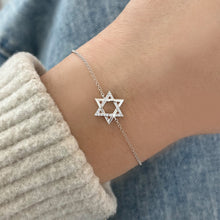Load image into Gallery viewer, Star of David Half Gold and Half Pave Bracelet