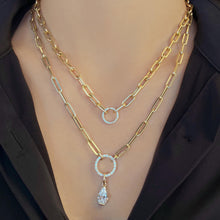 Load image into Gallery viewer, Small Circle Diamond Clasp Paperclip Necklace