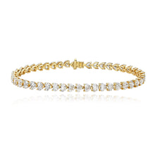 Load image into Gallery viewer, Heart diamond tennis bracelet in 14k gold, romantic fine jewelry for timeless elegance.