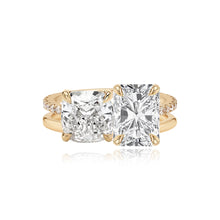 Load image into Gallery viewer, Double Diamond and Double Pave and Gold Engagement Ring