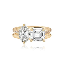 Load image into Gallery viewer, Double Diamond and Double Pave and Gold Engagement Ring