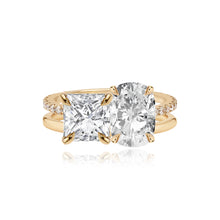 Load image into Gallery viewer, Double Diamond and Double Pave and Gold Engagement Ring