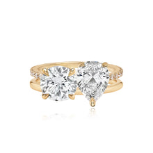 Load image into Gallery viewer, Double Diamond and Double Pave and Gold Engagement Ring