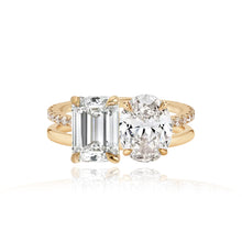 Load image into Gallery viewer, Double Diamond and Double Pave and Gold Engagement Ring