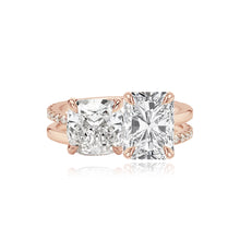 Load image into Gallery viewer, Double Diamond and Double Pave and Gold Band Engagement Ring
