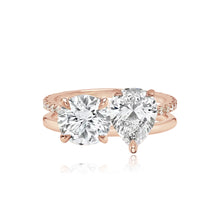 Load image into Gallery viewer, Double Diamond and Double Pave and Gold Engagement Ring