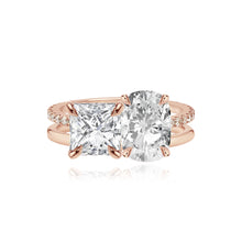 Load image into Gallery viewer, Double Diamond and Double Pave and Gold Engagement Ring