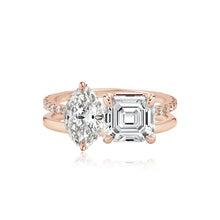 Load image into Gallery viewer, Double Diamond and Double Pave and Gold Engagement Ring