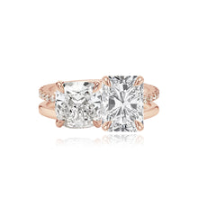Load image into Gallery viewer, Double Diamond and Double Pave and Gold Engagement Ring