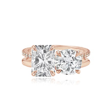 Load image into Gallery viewer, Double Diamond and Double Pave and Gold Engagement Ring