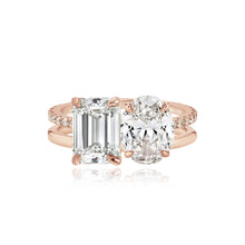 Load image into Gallery viewer, Double Diamond and Double Pave and Gold Engagement Ring