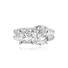 Load image into Gallery viewer, Double Diamond and Double Pave and Gold Band Engagement Ring