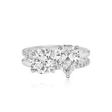 Load image into Gallery viewer, Double Diamond and Double Pave and Gold Band Engagement Ring