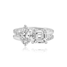 Load image into Gallery viewer, Double Diamond and Double Pave and Gold Band Engagement Ring
