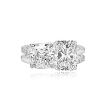 Load image into Gallery viewer, Double Diamond and Double Pave and Gold Band Engagement Ring