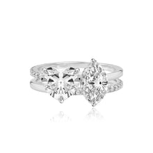 Load image into Gallery viewer, Double Diamond and Double Pave and Gold Band Engagement Ring
