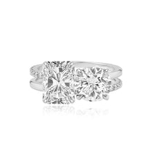 Load image into Gallery viewer, Double Diamond and Double Pave and Gold Band Engagement Ring
