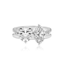 Load image into Gallery viewer, Double Diamond and Double Pave and Gold Engagement Ring