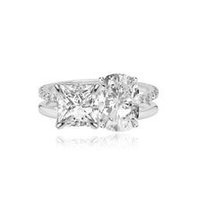 Load image into Gallery viewer, Double Diamond and Double Pave and Gold Engagement Ring